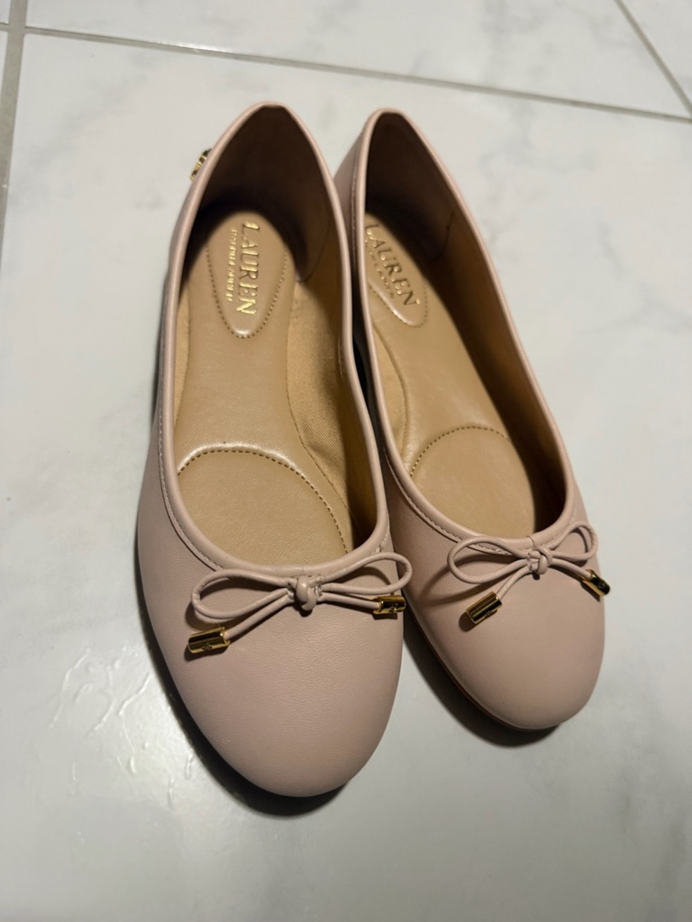 Lauren Ralph Lauren Women's Blush Pink Bow Ballet Flats - Picture 3 of 3